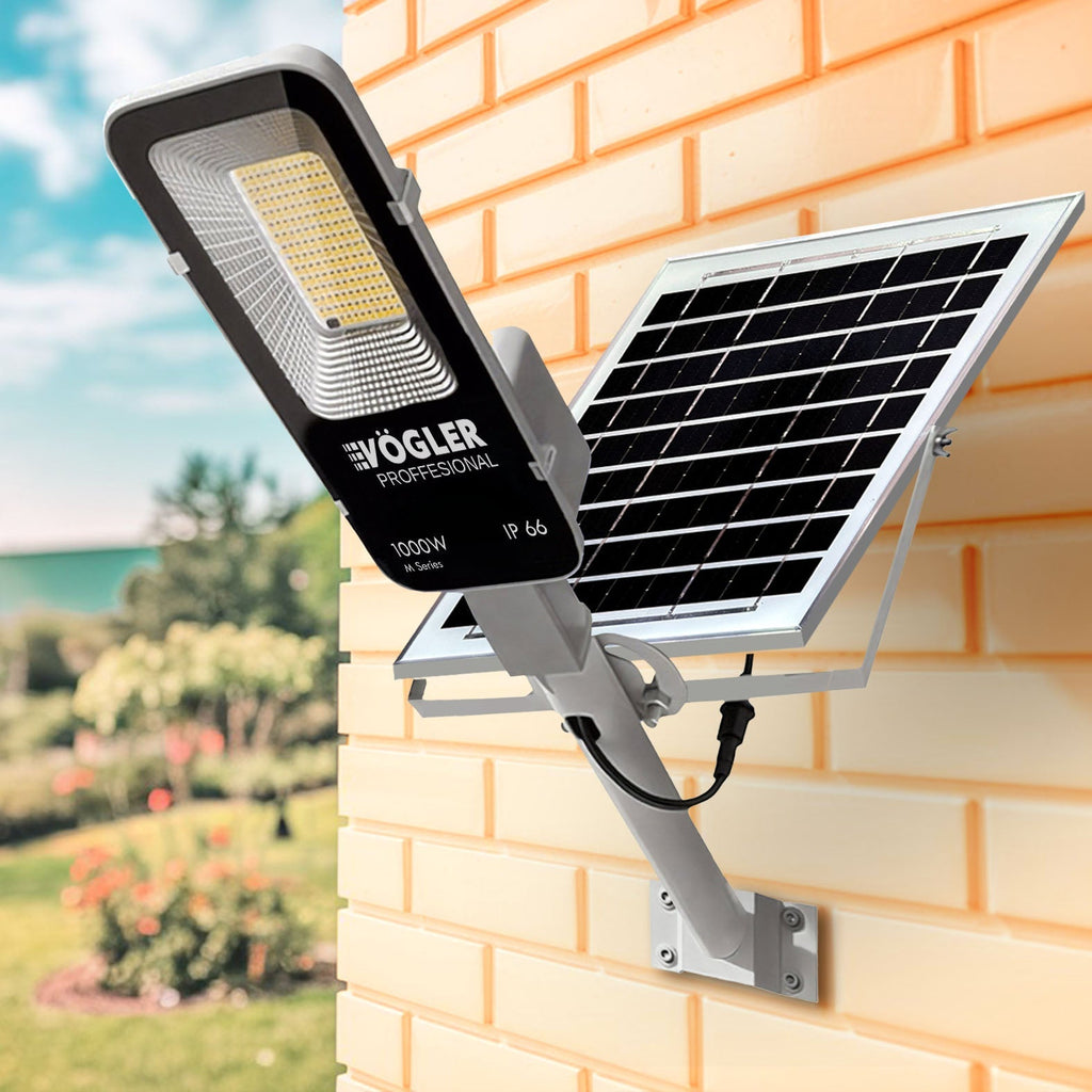 Jaudrs saules enerģijas darbināts apgaismojuma lukturis, krēslas sensors, tālvadības pults, Vögler Professional 1000W