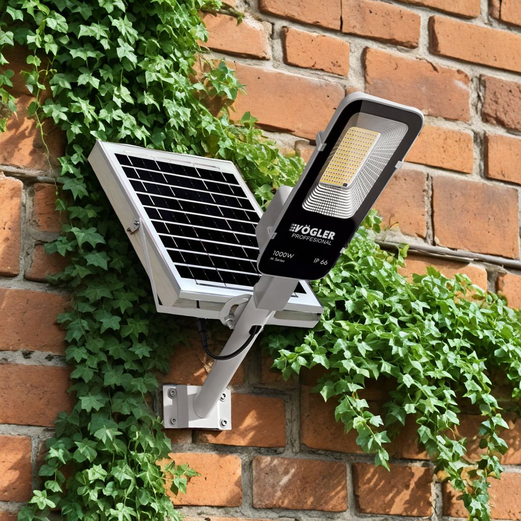 Jaudrs saules enerģijas darbināts apgaismojuma lukturis, krēslas sensors, tālvadības pults, Vögler Professional 1000W
