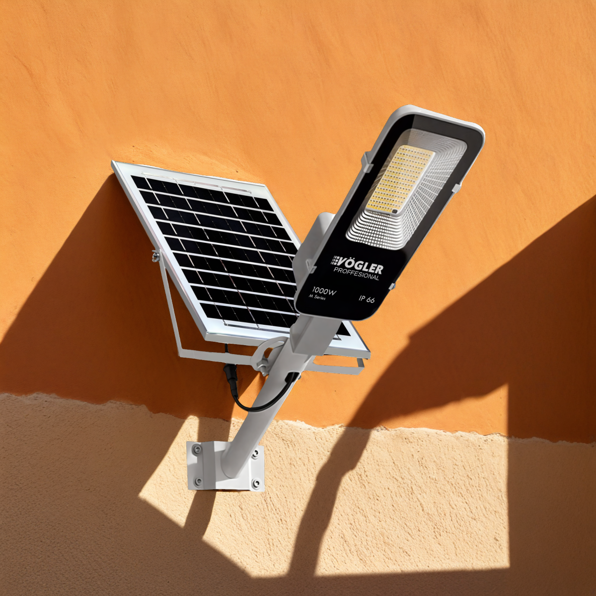 Jaudrs saules enerģijas darbināts apgaismojuma lukturis, krēslas sensors, tālvadības pults, Vögler Professional 1000W