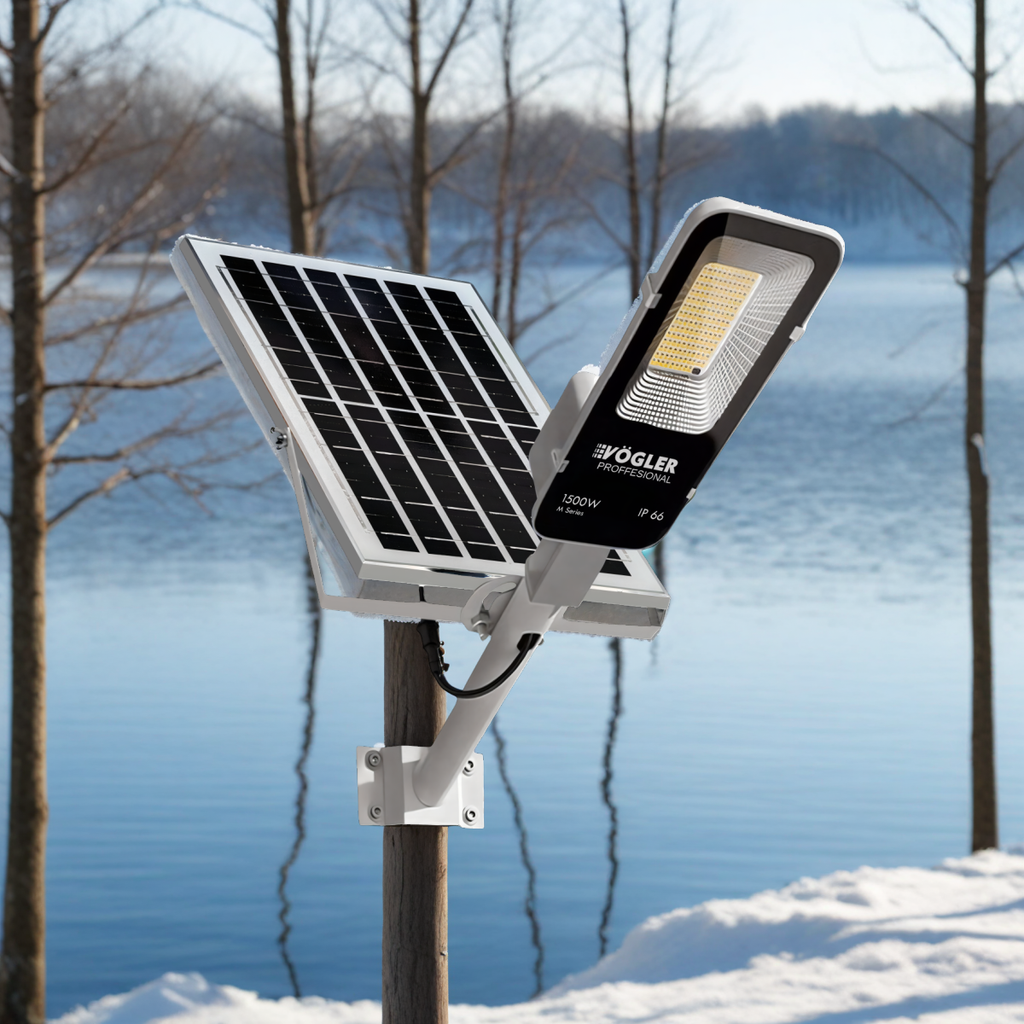 Jaudrs saules enerģijas darbināts apgaismojuma lukturis, krēslas sensors, tālvadības pults, Vögler Professional 1500W