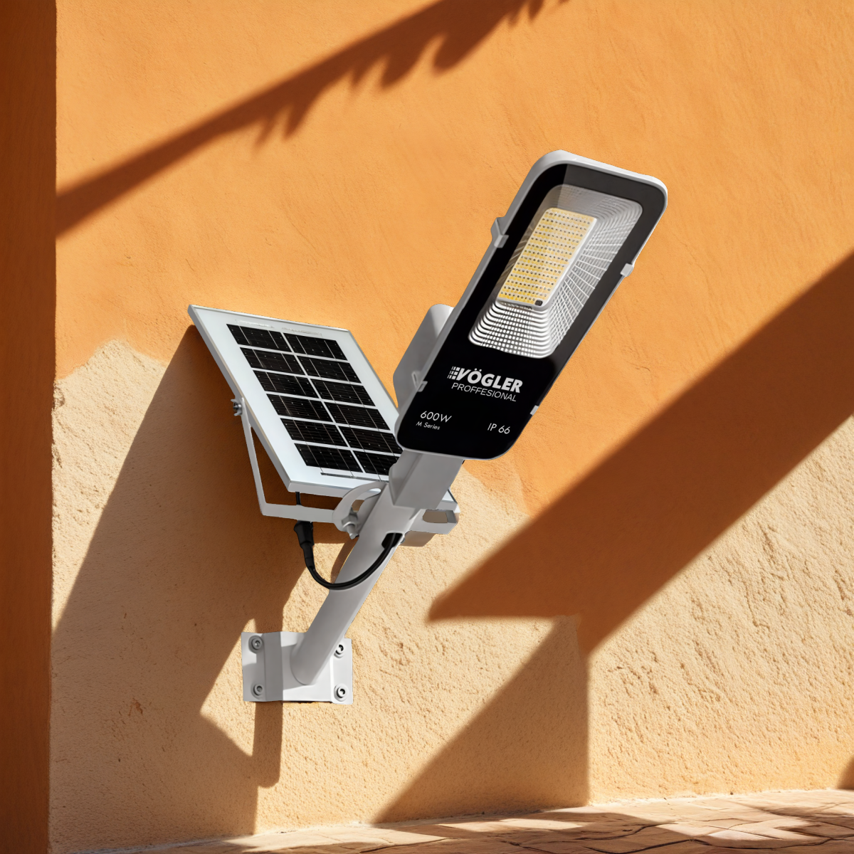 Jaudrs saules enerģijas darbināts apgaismojuma lukturis, krēslas sensors, tālvadības pults, Vögler Professional 600W