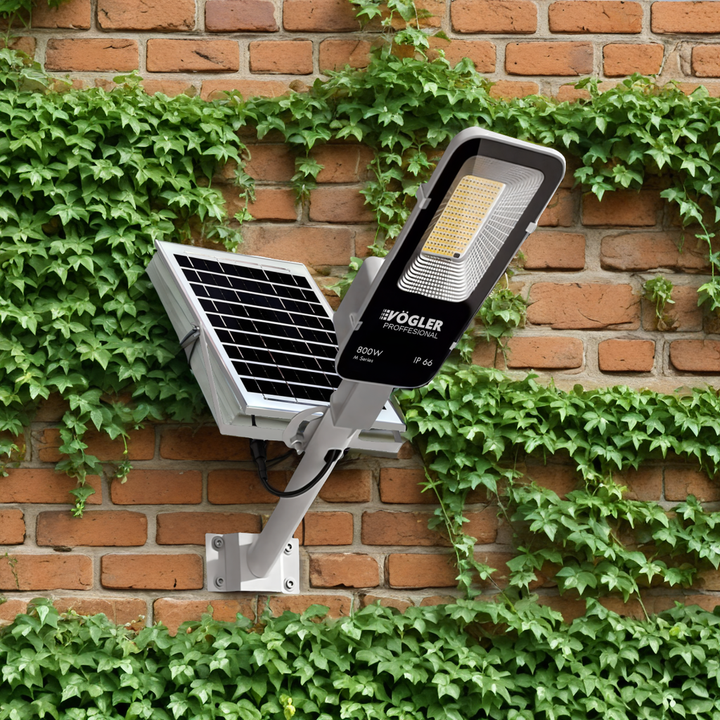 Jaudrs saules enerģijas darbināts apgaismojuma lukturis, krēslas sensors, tālvadības pults, Vögler Professional 800W