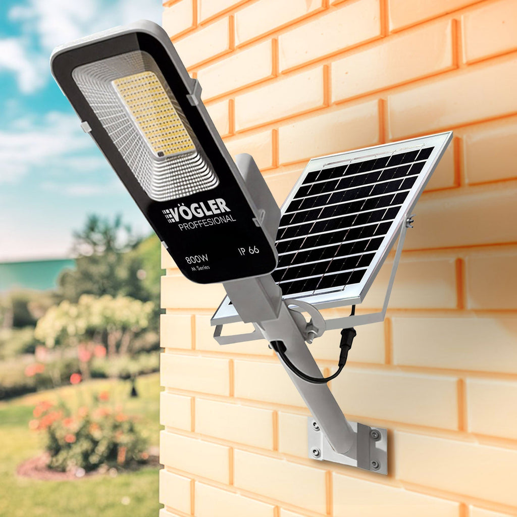 Jaudrs saules enerģijas darbināts apgaismojuma lukturis, krēslas sensors, tālvadības pults, Vögler Professional 800W