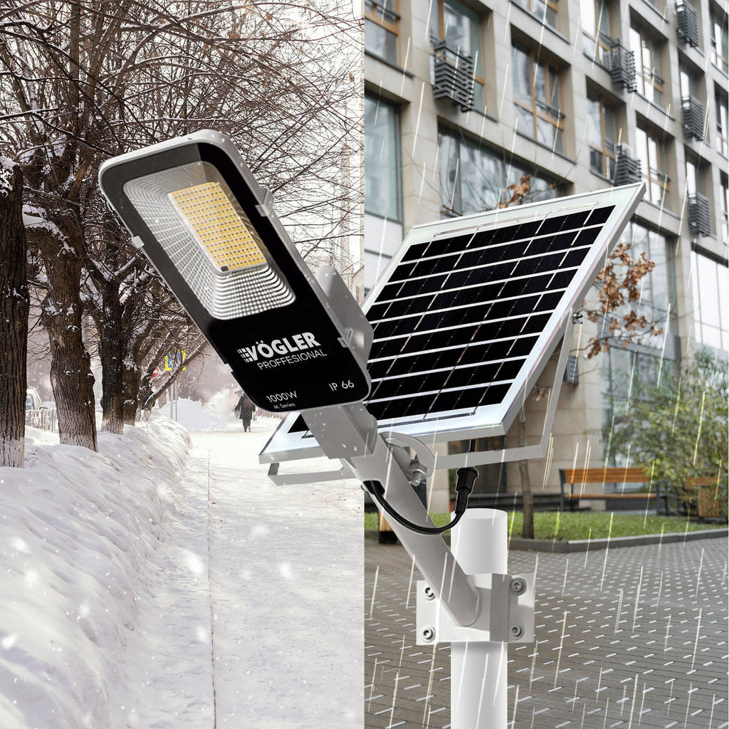 Jaudrs saules enerģijas darbināts apgaismojuma lukturis, krēslas sensors, tālvadības pults, Vögler Professional 1000W